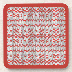RED NORDIC KNIT Hard Plastic Coasters / Red
