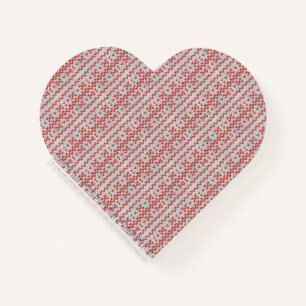 RED NORDIC KNIT Heart Shape Notebook 