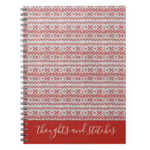 RED NORDIC KNIT Spiral Notebook + Text II