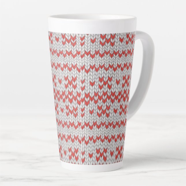 RED NORDIC KNIT Tall Latte Mug (Right Angle)