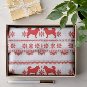 Red Nordic Malamute Dog Christmas Tissue Paper