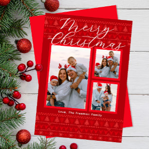 Red Nordic Multi-Photo Merry Christmas Card