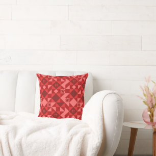 Red Nordic Star Christmas Bright Throw Pillow