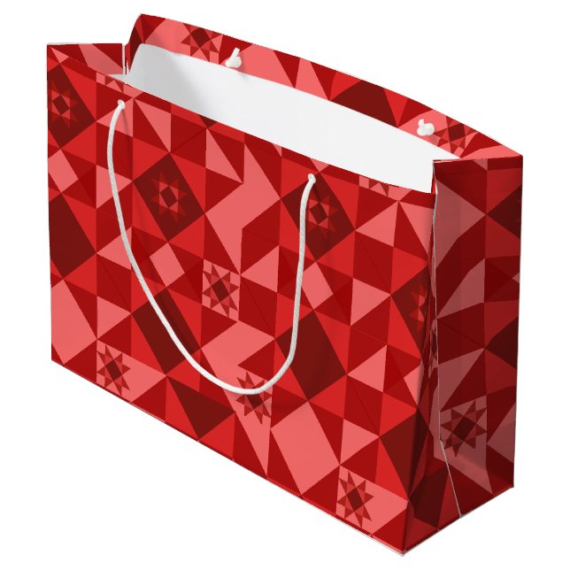 Red Nordic Star Christmas Pink Large Gift Bag (Back Angled)