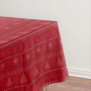 Red Nordic Winter Tablecloth
