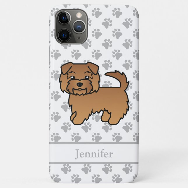 Red Norfolk Terrier Cartoon Dog & Name Case-Mate iPhone Case (Back)