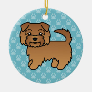 Red Norfolk Terrier Dog Cartoon Illustration Ceramic Ornament