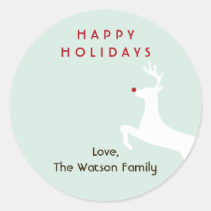 Red nose reindeer chic Christmas holiday gift tag