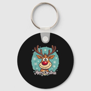 Red Nose Reindeer Funny Merry Christmas Men Women  Keychain
