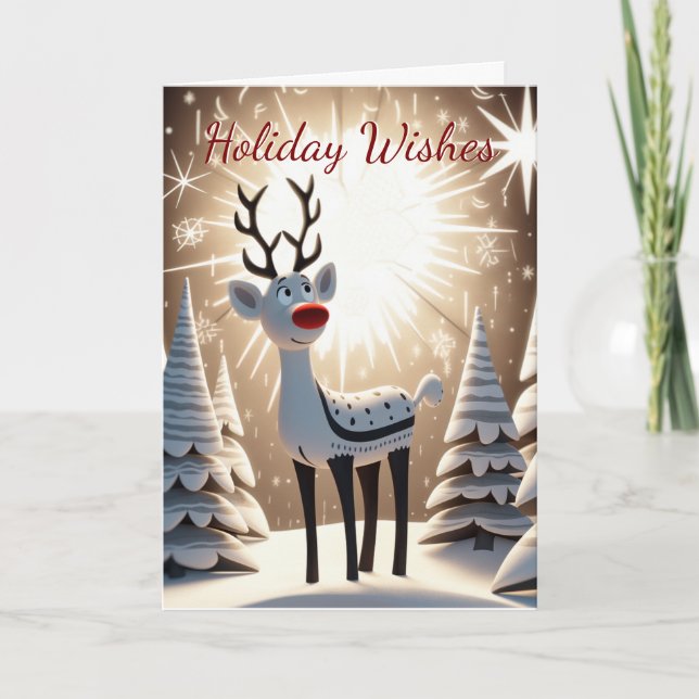 Red Nose Reindeer Holiday Card (Front)