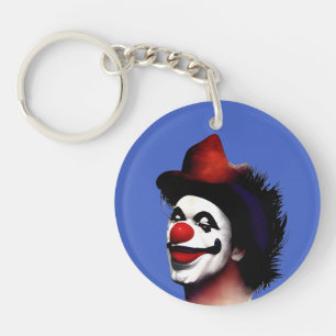 Red Nosed Clown: A Playful Design with Black Hair Keychain