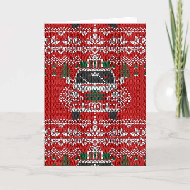 Red Nosed Holiday Road Driver Ugly Sweater Style Card (Front)