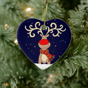 Red-nosed reindeer Christmas Eve ornament