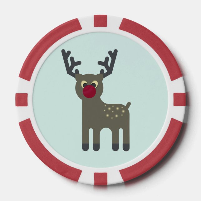 Red Nosed Reindeer Poker Chips (Front)
