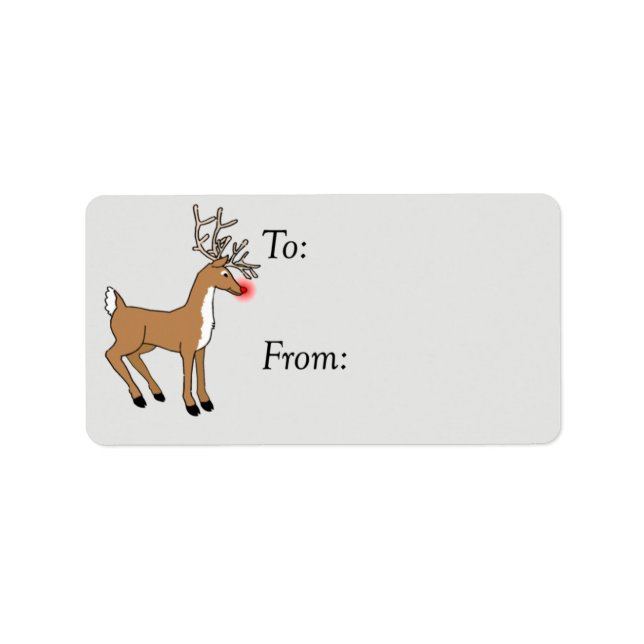 Red Nosed Reindeer Vintage Gift Tag (Front)
