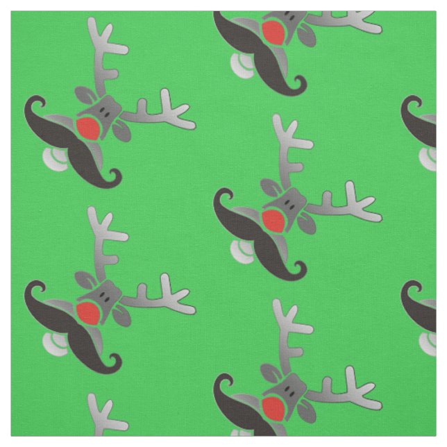 Red Nosed Rudolph with Moustache + your idea Fabric (Swatch)
