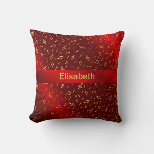 red,note, musical, melody, music, sound, sign, thr throw pillow