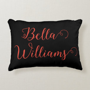 Red Note on Black Accent Pillow