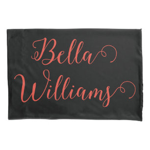 Red Note on Black Pillowcase