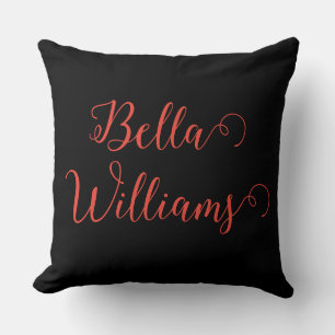 Red Note on Black Throw Pillow