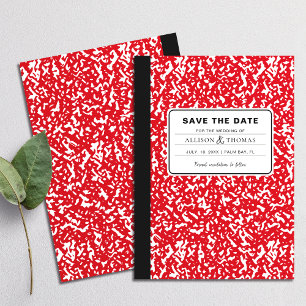 Red Notebook Teacher Funny Save The Date Wedding Invitation