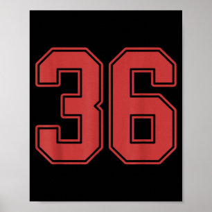 Red Number 36 Jersey Player Uniform #36 Poster