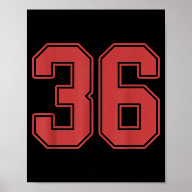 Red Number 36 Jersey Player Uniform #36  Poster (Front)