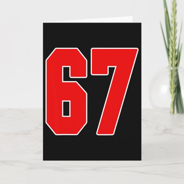 Red Number 67 Jersey Big #67 Uniform Favourite Pla Card (Front)