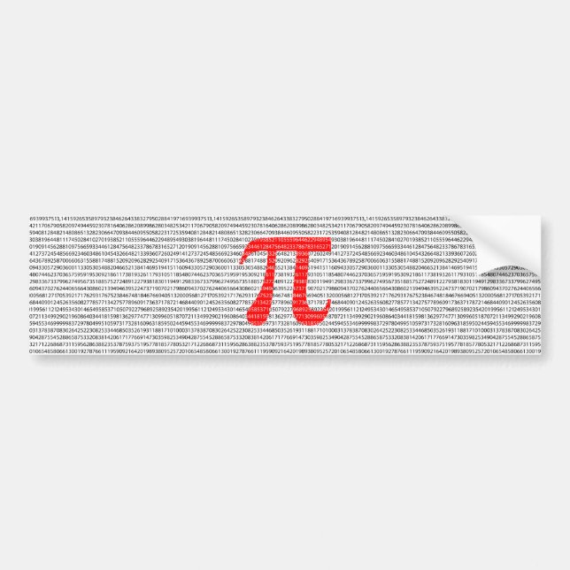 Red Number pi is a mathematical constant symbol Bumper Sticker (Front)