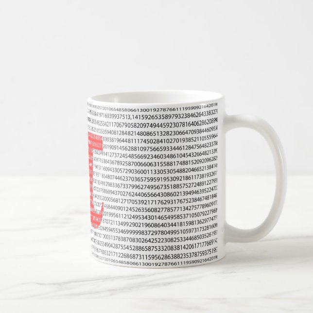 Red Number pi is a mathematical constant symbol Coffee Mug (Right)