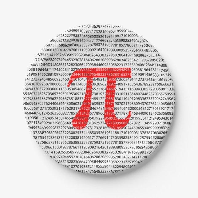 Red Number pi is a mathematical constant symbol Paper Plate (Front)