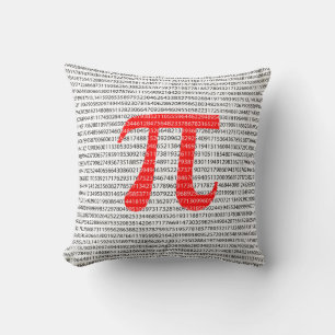 Red Number pi is a mathematical constant symbol Throw Pillow