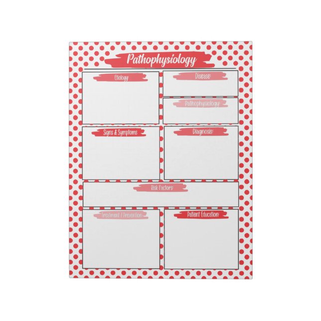 Red Nursing - Pathophysiology Template Notepad (Rotated)