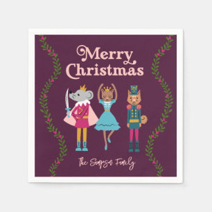 Red Nutcracker Ballet Christmas Napkin