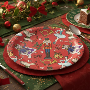 Red Nutcracker Ballet Christmas Xmas Party Paper Plate
