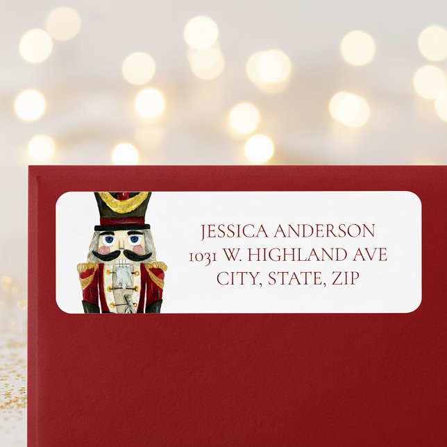 Red Nutcracker Christmas Holiday Return Address  (Créateur téléchargé)