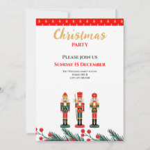 Red Nutcracker Famille de Noël invitation
