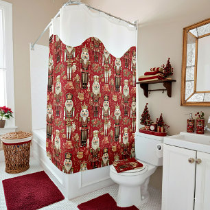 Red nutcrackers pattern Christmas snowcapped