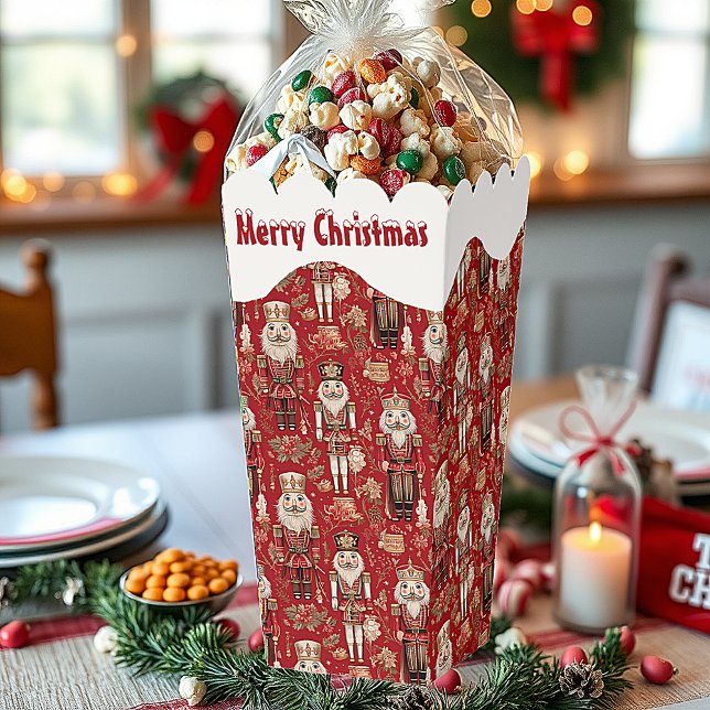 Red nutcrackers pattern Christmas snowcapped Favor Box (Creator Uploaded)