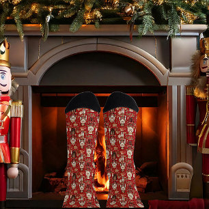 Red nutcrackers pattern Christmas Socks