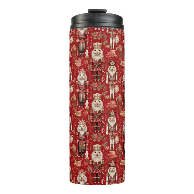 Red nutcrackers pattern Christmas Thermal Tumbler (Front)