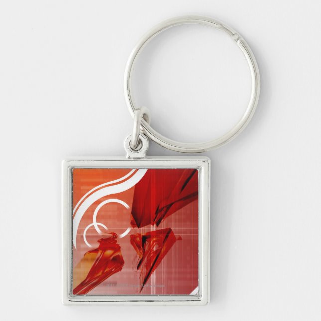 Red objects with white lines keychain (Front)