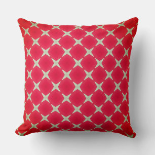 Red Octagon Shapes and Four Point Stars Throw Pillow