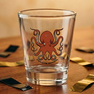 Red Octopus Cartoon Pirate Party Octopus Gift Shot Glass