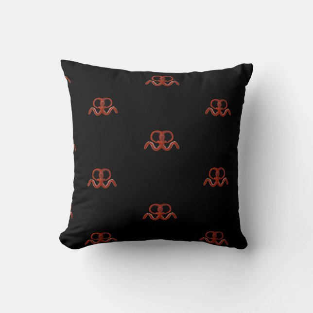 Red Octopus Throw Pillow (Front)