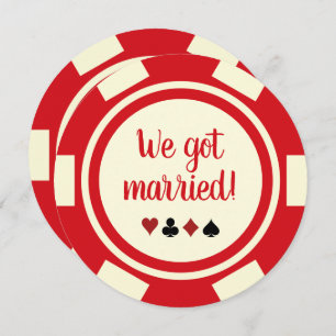 Red Off White Poker Chip Faire-part de mariage