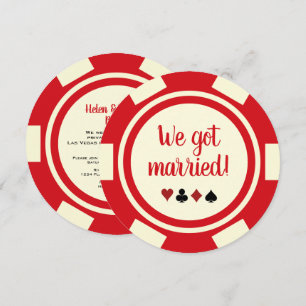 Red Off White Poker Chip Marriage Announcement