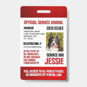 Red Official Service Animal Badge