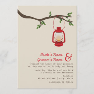Red Oil Lantern Wilderness / Camping Wedding Invitation
