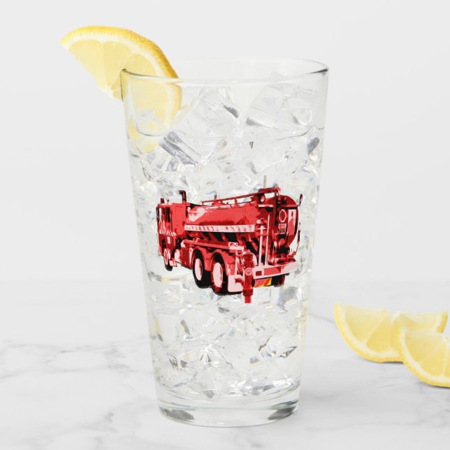 Red Oil Painted Fire Truck, Glass (Front Ice)